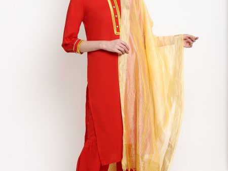 NOZ2TOZ Red & Gold-Toned Kurta With Salwar & Dupatta For Cheap