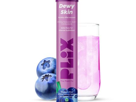 PLIX The Plant Fix Dewy Skin Hyaluronic Acid Effervescent Tablets For Radiant Skin - Blueberry For Cheap