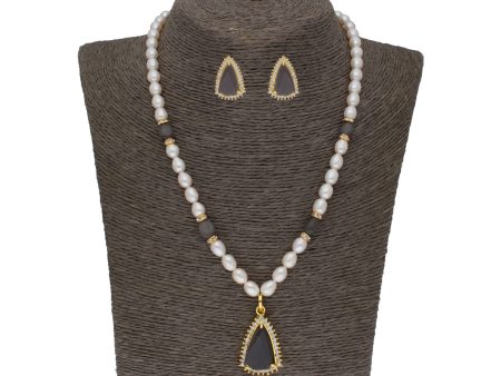 J Pearls Riya 1 Line Oval Pearl Set - Real Pearl Jewelry Online Sale