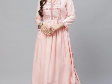 NOZ2TOZ Pink And Maroon Embroidered Kurta Online