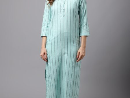 NOZ2TOZ Light Turquoise Blue Kurta Set For Sale