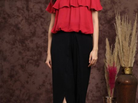 Juniper Women Black Rayon Dobby Woven - Dobby Tulip Dhoti Pant Hot on Sale