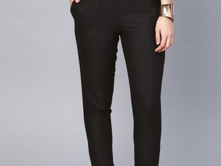 Juniper Women Black Cotton Flex Solid Slim Fit Pant Slim Pant Hot on Sale