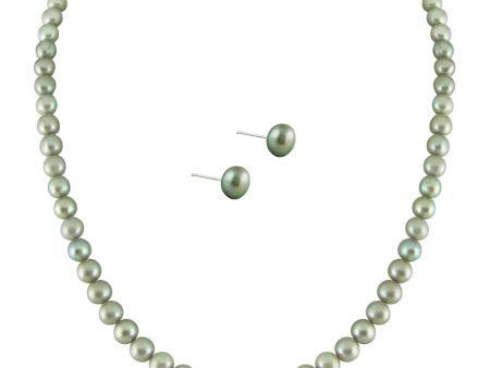 J Pearls Simple Grey Pearl Set - Real Pearl Jewelry Cheap