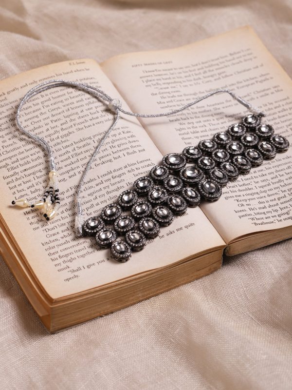 Black Silver-Plated Brass Necklace - Ruby Raang Online now