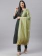 NOZ2TOZ Green Striped Kurta With Trousers And Dupatta For Cheap