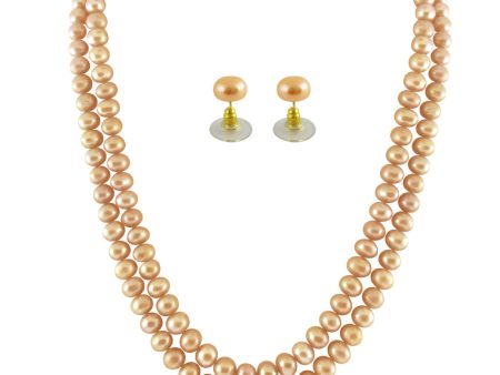 J Pearls 2 String Peach Pearl Set - Real Pearl Jewelry on Sale