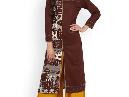 NOZ2TOZ Brown Printed Straight Kurta Online