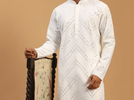 Shrestha By Vastramay Men s White Georgette Kurta Discount