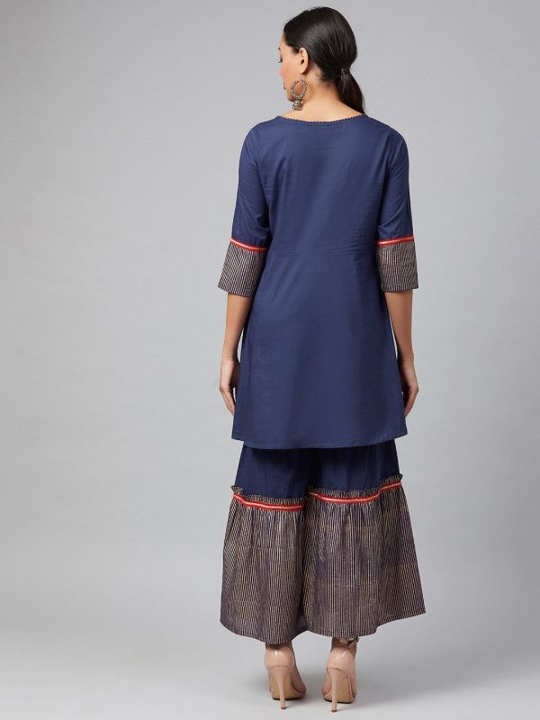 NOZ2TOZ Navy Blue Solid Kurta Online Hot Sale