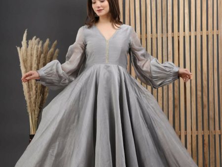 Women s Grey Gota Gown Dress - Isya Cheap