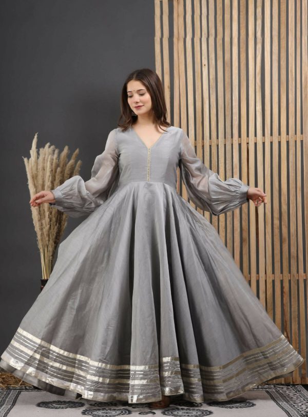 Women s Grey Gota Gown Dress - Isya Cheap