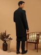 Shrestha By Vastramay Men s Black Viscose Sherwani Set For Sale