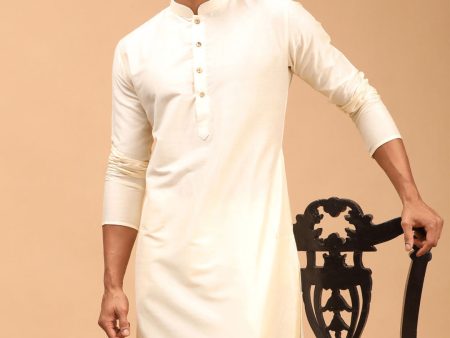 Shrestha By Vastramay Men s Cream Viscose Kurta Online Sale