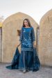 Women s Blue Hand Painted Sharara Set - Isya Online Sale