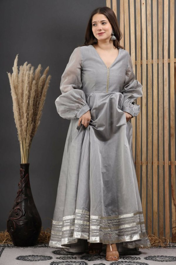 Women s Grey Gota Gown Dress - Isya Cheap