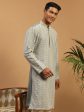 Shrestha By Vastramay Men s Grey Georgette Kurta For Cheap