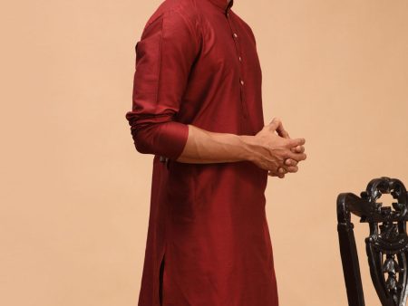 Shrestha By Vastramay Men s Maroon Viscose Kurta Supply