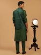 Shrestha By Vastramay Men s Green Silk Blend Jacket, Kurta & Pyjama Fashion