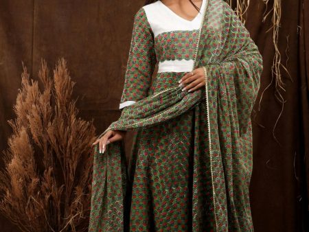 Women s Hand Block Printed Linen Dress With Dupatta - Isya For Cheap