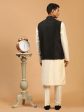 Shrestha By Vastramay Men s Black And Cream Viscose Jacket, Kurta And Pyjama Set Online now