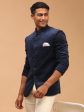 Shrestha By Vastramay Men s Blue Velvet Jodhpuri For Cheap