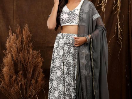 Women s Hand Block Printed Linen Lehenga Choli - Isya Online now