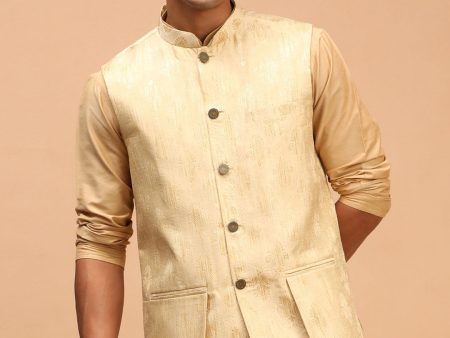 Shrestha By Vastramay Men s Gold - Nehru Jacket For Cheap