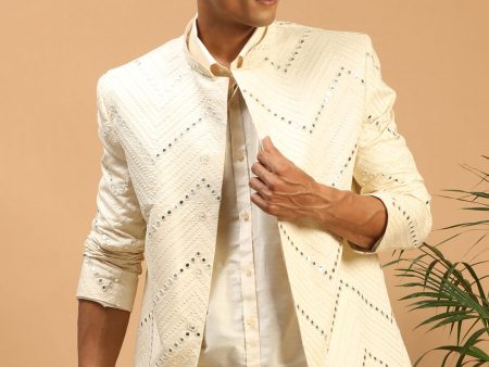 Shrestha By Vastramay Men s Cream Viscose Ethnic Combo Set Online