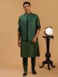 Shrestha By Vastramay Men s Green Silk Blend Jacket, Kurta & Pyjama Fashion