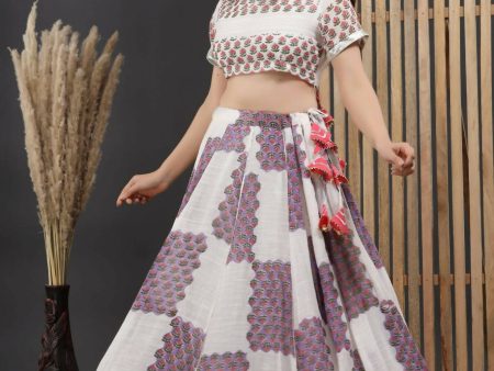 Women s Hand Block Printed Linen Lehenga - Isya Cheap