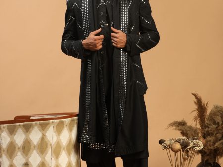 Shrestha By Vastramay Men s Black Viscose Ethnic Combo Set Online Hot Sale