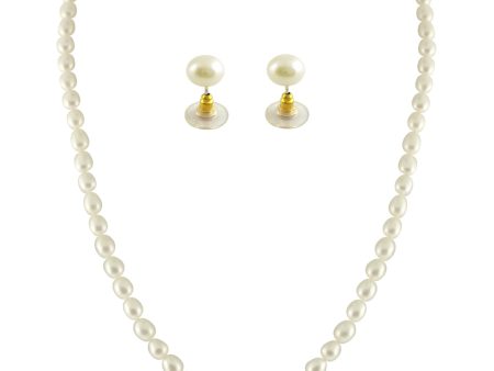 J Pearls 1 Line Oval Pearl Necklace - Real Pearl Jewelry Discount