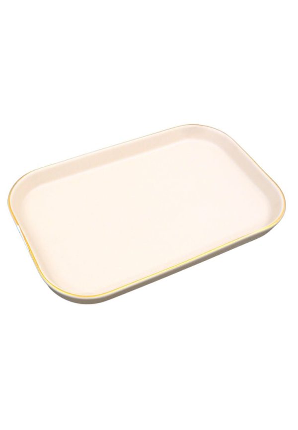 Cuisson Small Rectangular Ceramic Plate with Gold Rim 14 x 11 x 3cm Online