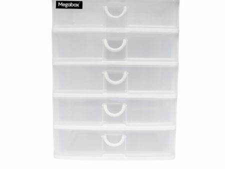 Megabox 5-Layered Medium Mini Drawer 34.5 x 25.5 x 40cm (MG-168S-5L) - White For Cheap