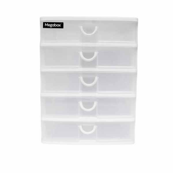 Megabox 5-Layered Medium Mini Drawer 34.5 x 25.5 x 40cm (MG-168S-5L) - White For Cheap