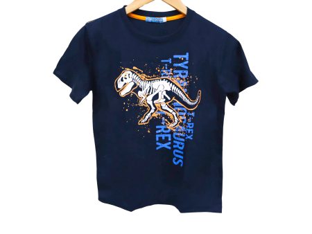 Kidscapade B Short Sleeves T-Shirt with Skeletal T-Rex Print - Navy Blue on Sale