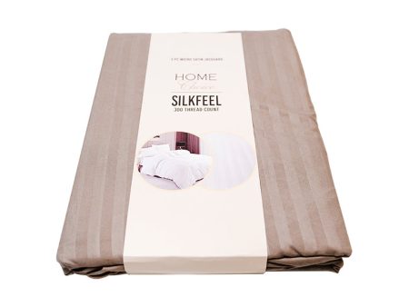 Jacquard Stripes Bedsheet Fitted Sheet - Queen with 1pc Flat Sheet and 2pc Pillow Case Supply