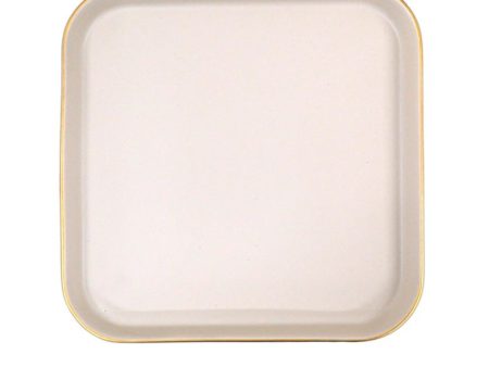 Cuisson Large Square Ceramic Plate with Gold Rim 21 x 21 x 3cm Online now