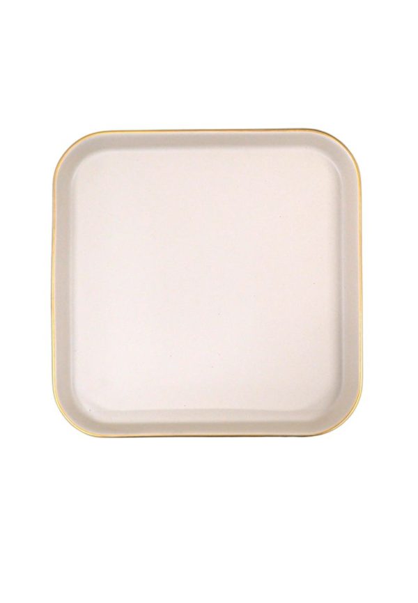 Cuisson Large Square Ceramic Plate with Gold Rim 21 x 21 x 3cm Online now