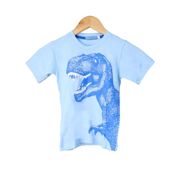 Kidscapade B Short Sleeves T-Shirt with Dinosaur Print - Aqua Blue For Cheap