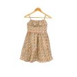 Kidscapade P. Square Neck with Ruffles Dress with Adjustable Strap and Floral Print - Beige Online