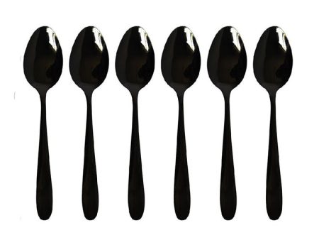 6piece Table Spoon with Plastic Packaging - Black Cheap