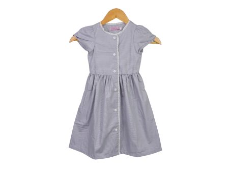 Kidscapade P. Cabbage Sleeves Stripes Dress with Lace - Gray Online