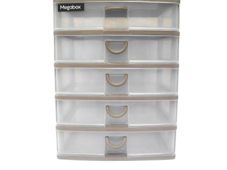 Megabox 5-Layered Medium Mini Drawer 34.5 x 25.5 x 40cm (MG-168S-5L) - Stone Grey Cheap