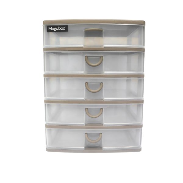 Megabox 5-Layered Medium Mini Drawer 34.5 x 25.5 x 40cm (MG-168S-5L) - Stone Grey Cheap