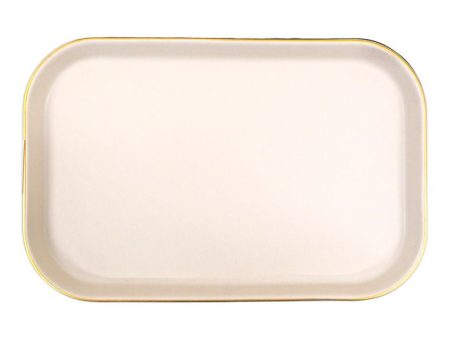 Cuisson Large Rectangular Ceramic Plate with Gold Rim  23 x 15 x 3cm Online Sale