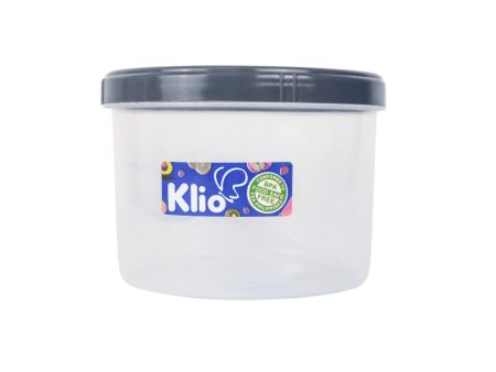 Klio Round Short Clear Canister 1L with Lid and Scooper 13 x 13 x 10cm Online now