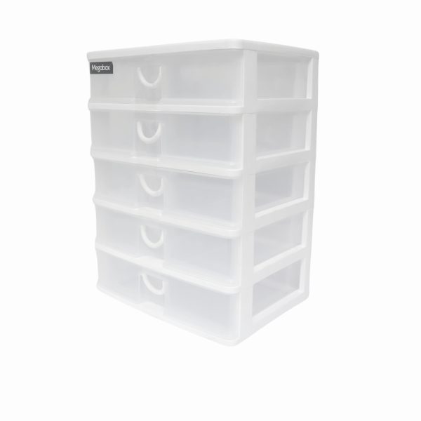 Megabox 5-Layered Medium Mini Drawer 34.5 x 25.5 x 40cm (MG-168S-5L) - White For Cheap