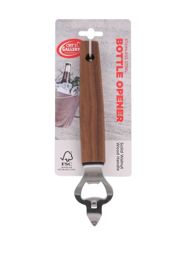 Chef s Gallery Stainless Bottle Opener with Solid Walnut Wooden Handle Online